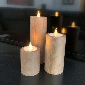 Pear wood candles (set of three)